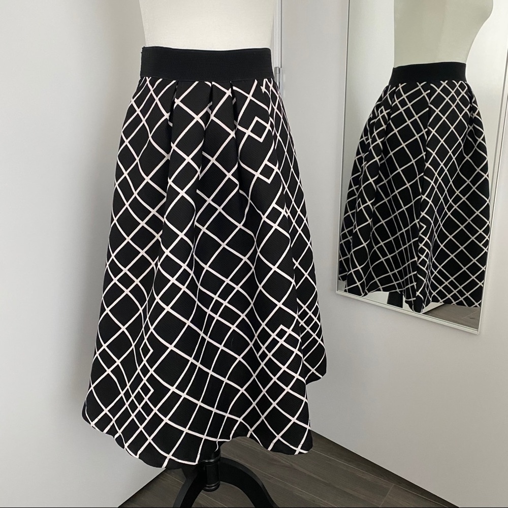 Black & White Lattice Midi Skirt